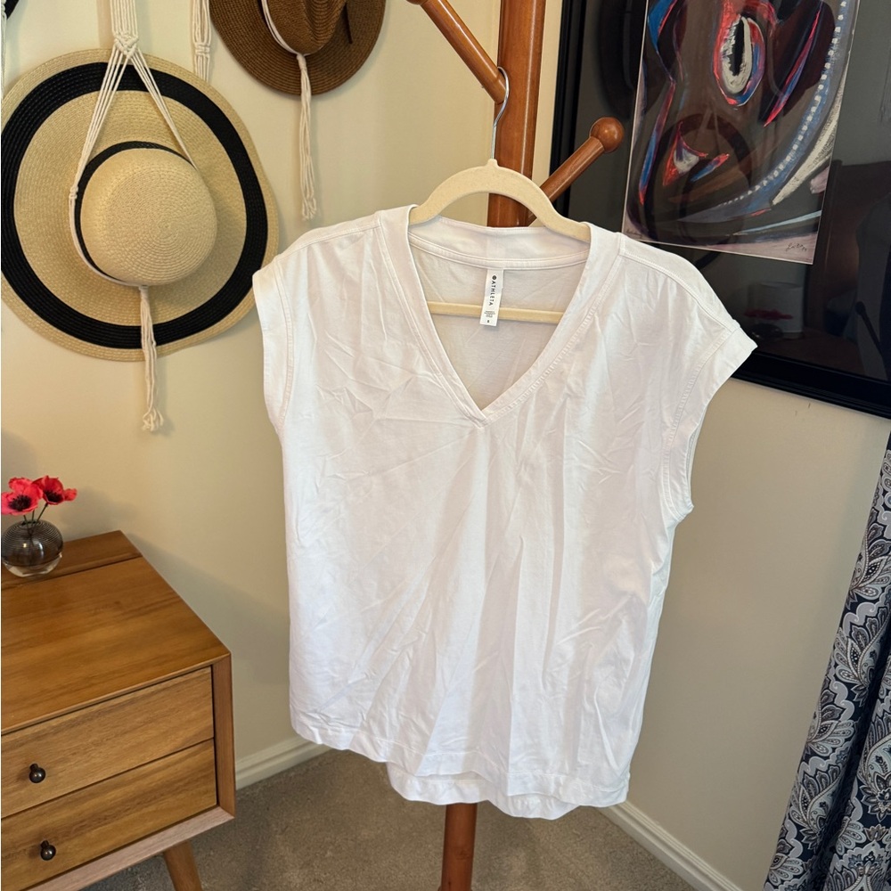 Athleta White Oversized Cap Sleeve Tee size small